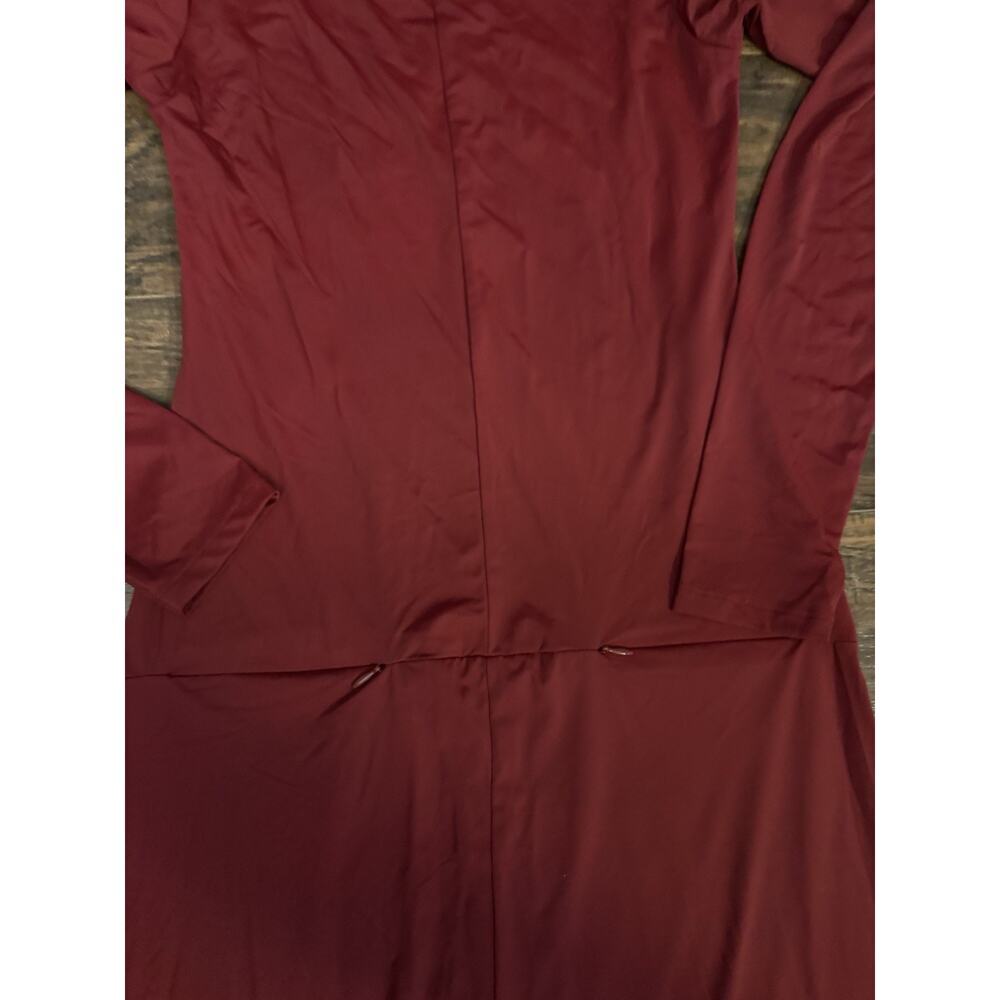 Zara Maxi Burgundy Long Sleeve Dress Sz:M - Picture 4 of 8